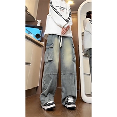 水洗大口袋工装牛仔裤男秋季新款复古美式高街裤子-A1158TP55控88，男装牛仔裤，电商B241