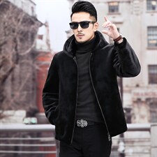 D208869新款2021男式连帽外套仿金貂绒保暖夹克P276，男装夹克，电商B360