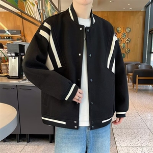 毛呢夹克男士春秋季男生衣服宽松棒球服呢子外套2026年潮J2323,男生最心动的穿搭图片