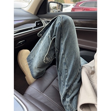 B221美式ins高街暗黑拼接直筒工装牛仔裤LK24147-P70控98，男装牛仔裤，电商B221