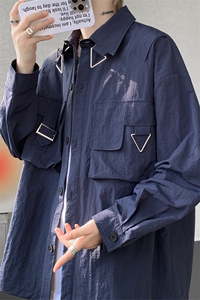 CS1155-P55 控98 小众高品质设计感朋克风大码长袖衬衫外套上衣男图片
