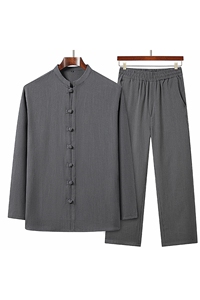 主推春秋跑量款新款风唐装亚麻长袖中老年汉服套装HO6942-P95图片
