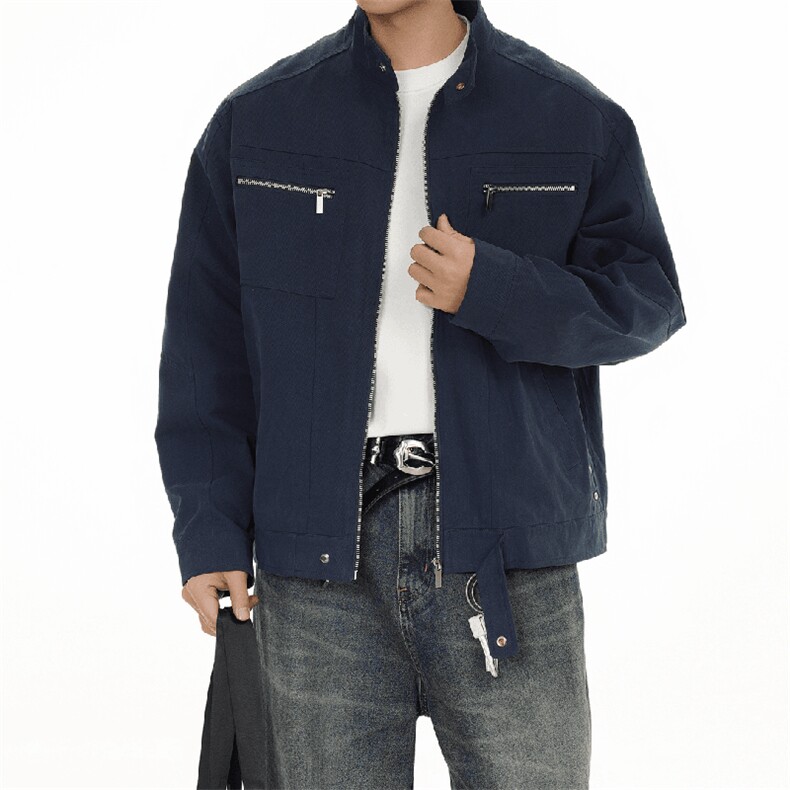 26春装高品质老钱风立领夹克外套男女美式潮牌拉链工装风宽松上衣，男装夹克，电商A486