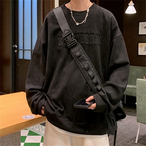 W110/P35春装新款现货纯色卫衣男长袖T恤大码潮男宽松上衣图片
