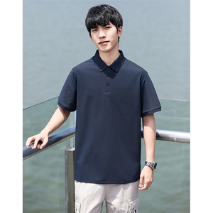 P02短袖男夏季新款纯色潮流半袖上衣休闲透气高级翻领polo衫T恤衫图片