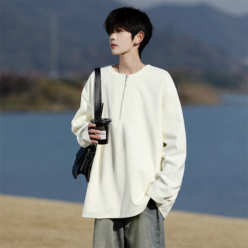 M-8XL春季2025年华夫格卫衣加大码半拉链圆领长袖T恤衫WY5102/P45，男装卫衣，电商B238