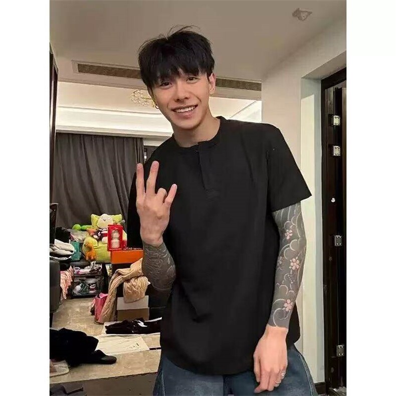 XZ809A/HFDX01/特P14华夫格亨利领短袖T恤,男装T恤,星座809A(原222-1)