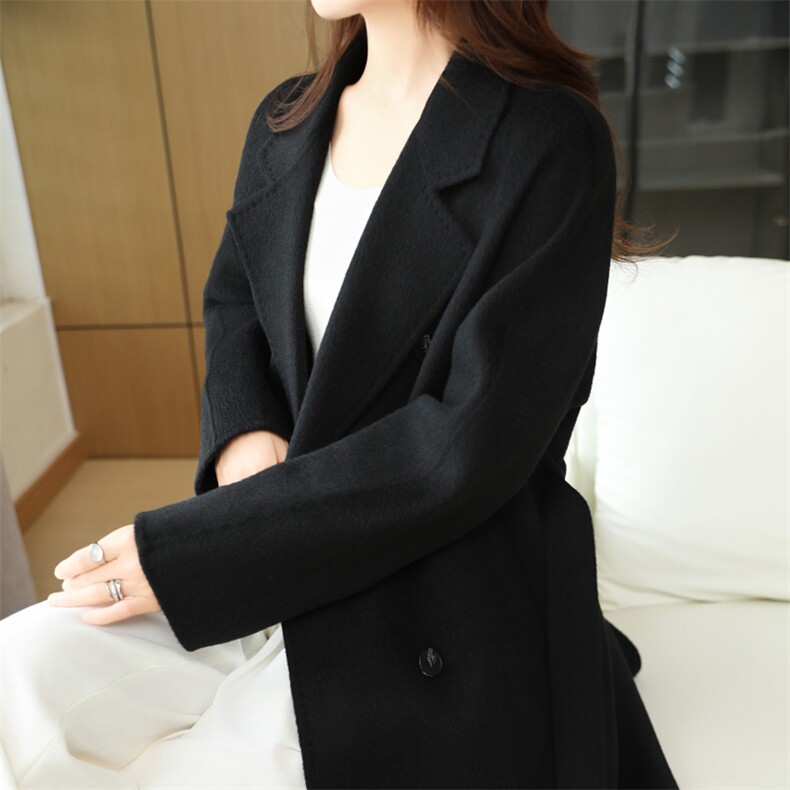 赫本风气质加厚长款骆驼绒毛呢女羊毛外套2025秋冬新双面羊绒大衣，女装双面呢大衣，赛欧妮