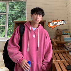 加绒新款港风宽松连帽套头卫衣X5672-常规P70控88-加绒P80控98，男装卫衣，电商A061-1