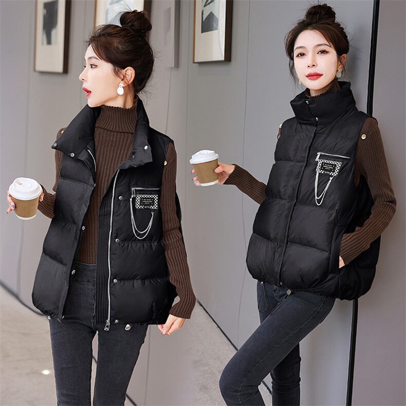 羽绒马甲女短款2022年新款白鸭绒羽绒服百搭外穿保暖无袖外套,女装马甲,火爆靓佳人