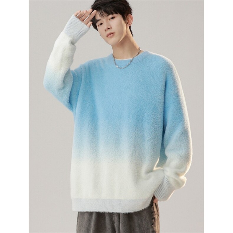 新款春季渐变色针织打底衫学生休闲百搭慵懒宽松毛衣MQ83，男装T恤，星座1116A（原606A-3）