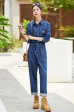 牛仔连体裤女春秋2024新款时尚连身裤超好看减龄显瘦连衣裤，女装连体裤，E百度