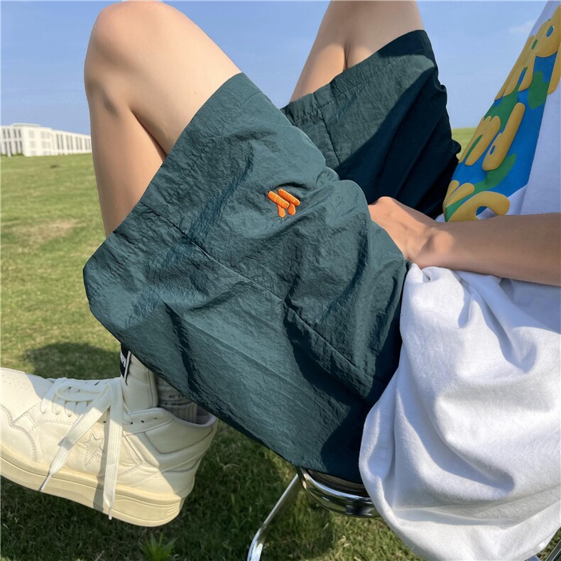 2023夏季多巴胺宽松短裤刺绣小标沙滩裤B315-K23352-特p20控38,男装休闲裤,电商B315