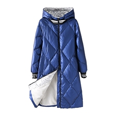 时尚保暖中长款亮面羽绒服女冬季新款修身显瘦外套，女装羽绒服，阿舍尔精品