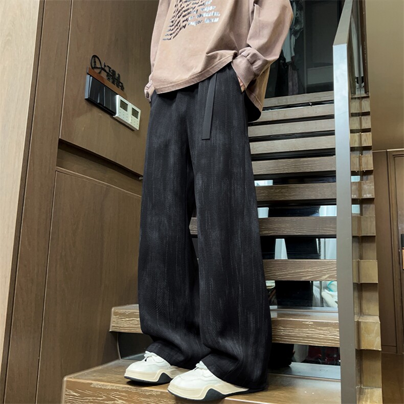 腰带设计水墨印花扎染大码直筒裤男K24065特P35K24065J加绒特P40,男装休闲裤,电商A001-1