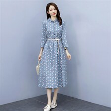春秋女装素气质订棉麻早秋长袖连衣裙女2025年新款打底裙子，女装连衣裙，木橙西子