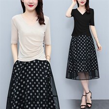 芷墨夏季新款时尚简约显高套装通勤职场上衣裙子俩件套，女装套装/套裙，芷墨服饰