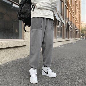 秋冬季裤男港风ins韩版潮流休闲直筒加绒宽松卫裤218-8KZD23P34，男装休闲裤，星座218-8