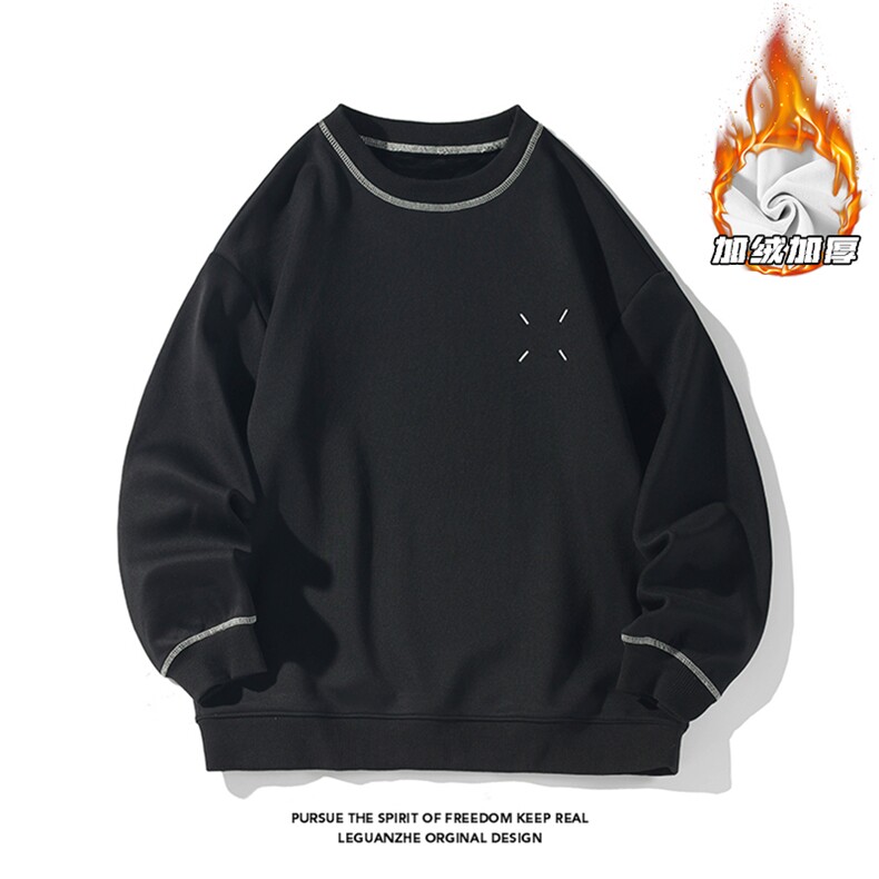 2023冬季新款港风白底大码加绒仿华棉卫衣M-5XHW23884-特P30,男装卫衣,电商A022