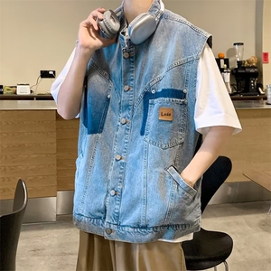牛仔马甲男韩版潮流口袋高街帅2024夏季新款ins宽松外套W4801-P57图片