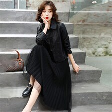 现货2023春季新款时尚气质显瘦潮流衬衫领皮衣外套女图片