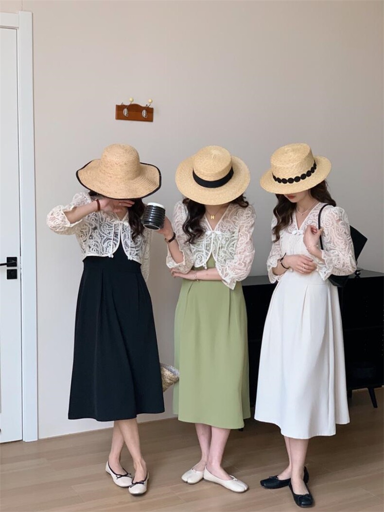 夏装蕾丝外套吊带裙两件套套装，女装背心吊带，佳其