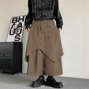 暗黑纽扣日系叠层山本耀司不规则无性别叠穿西裤男女宽松裙裤图片