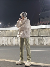 美式高街vibe拼接黄泥牛仔裤修身直筒裤XZ310A-4-NZ27控78，男装牛仔裤，星座310A-4