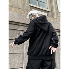 B221美式ins高街暗黑拉链宽松开衫卫衣连帽外套SY2314-P80控108，男装卫衣，电商B221