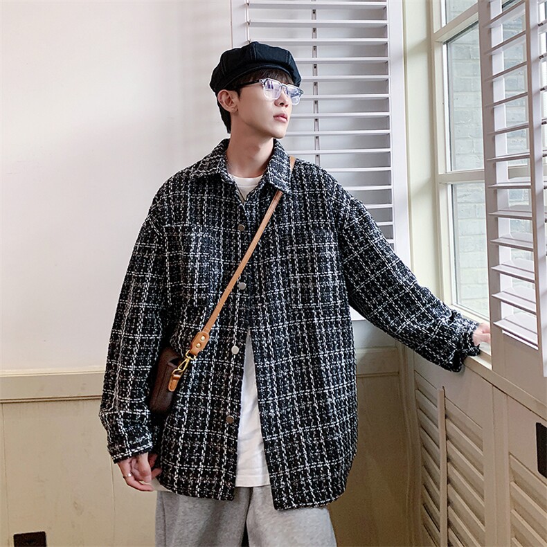 2023新款港风宽松百搭男士夹克痞帅潮流格子外套JK840-P68,男装夹克,星座1103-3