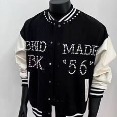 美式复古棒球服外套春秋新款珍珠钉珠宽松百搭潮牌夹克男女小个子，男装夹克，星座1210-1