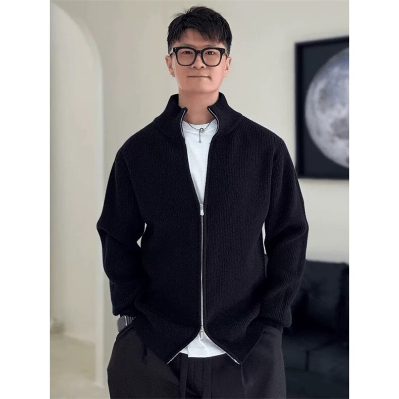 拉链针织开衫外套秋冬季风春外穿立领慵懒高领毛衣男士ZZS130p55,男装针织衫/毛衣,电商D256-1(原A064-1)