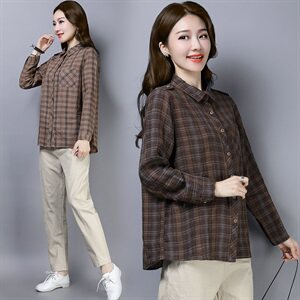 衬衫短款百搭时尚格子修身显瘦潮流2021年春季,女装衬衫,小林双子