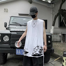 夏季韩版ins男女情侣宽松高街暗黑破洞背心上衣潮无袖BX52-P22，男装背心/马甲，星座1008