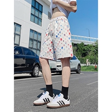 DK162-P32花白短裤男女夏季新款休闲冰丝沙滩中裤宽松百搭五分裤，男装牛仔裤，电商A178