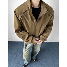 高品质春装新款老钱风美式高街解构立领棒球服飞行夹克休闲外套潮，男装夹克，电商A486-1