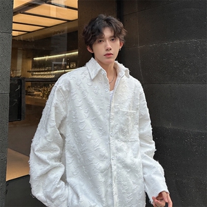 春季高质量高街男大纯色磨边男款衬衫  A071-C123-P65图片