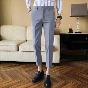 裤子男韩版潮流秋冬季新款九分小西裤男士修身垂感西装裤休闲长裤图片