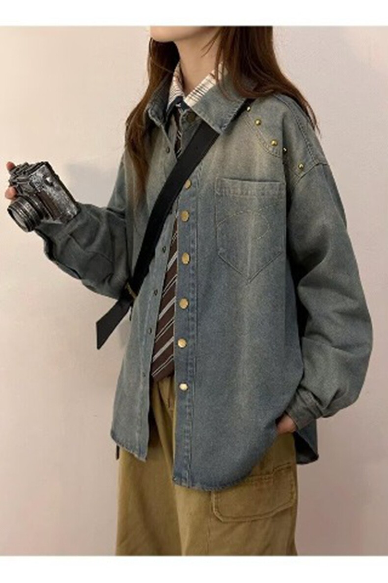 设计感牛仔外套女春秋韩版百搭高级感大码宽松慵懒风休闲开衫上衣,男装工装外套,星座218-8
