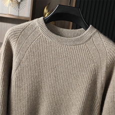 男士秋冬季新款简约休闲圆领宽松羊绒衫，男装羊绒套衫，台绒羊绒