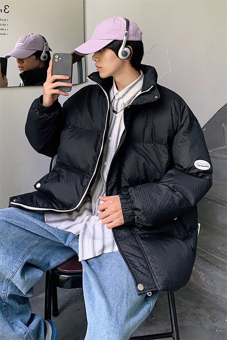 新款男百搭设计感纯色情侣港风棉衣M067-P95控158,男装棉衣,星座717
