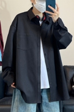 纯色重磅长袖衬衫男大码衬衣上衣外套C2209-P32【特价】，男装衬衫，电商A007