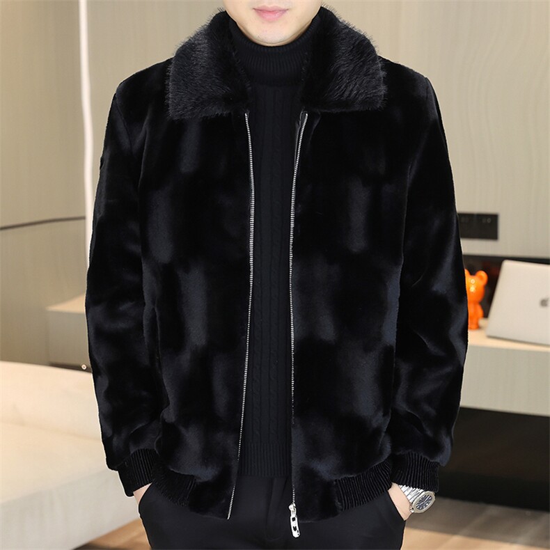 冬季加厚仿水貂绒男士翻领大码毛呢夹克外套X206-P85，男装毛呢大衣，星座310B-3