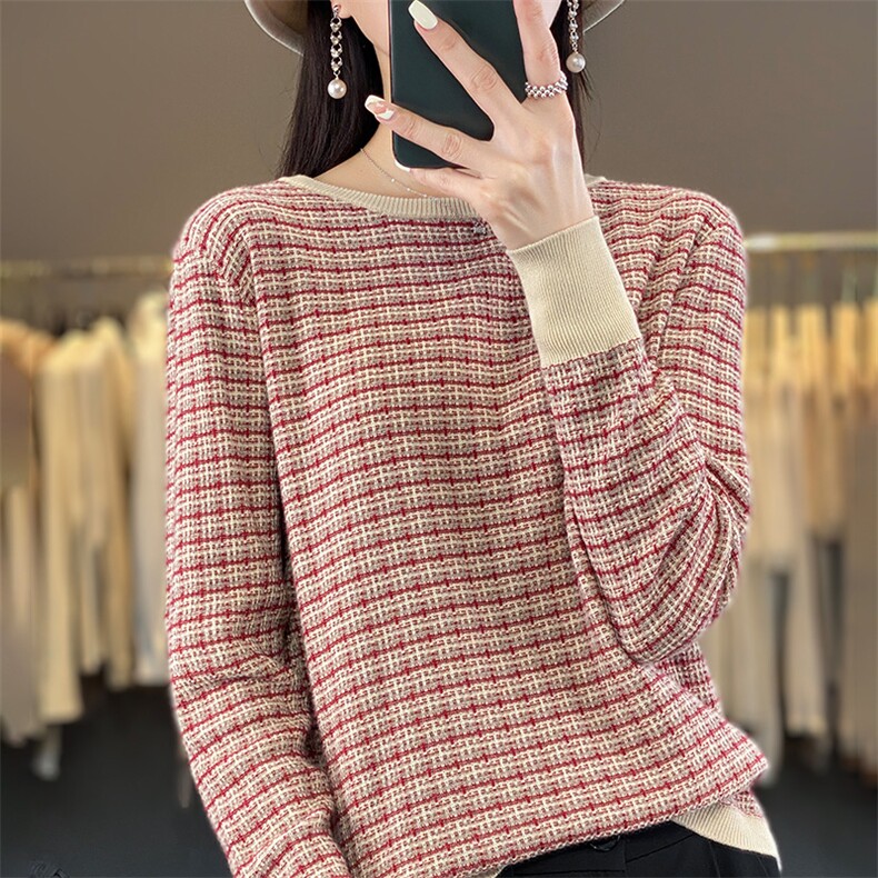时尚百搭短款圆领针织衫秋季新款休闲宽松毛衣显瘦舒适女装上衣,针织衫/毛衣,凝珊羊绒