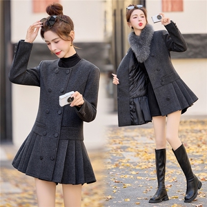 真狐狸毛可脱卸大衣女2025年冬季新款90白鸭绒外套羽绒服连衣裙图片