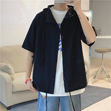 短袖衬衫男休闲夏季新款ins宽松百搭连帽衬衣薄款外套W967-P30，男装夹克，星座512-2
