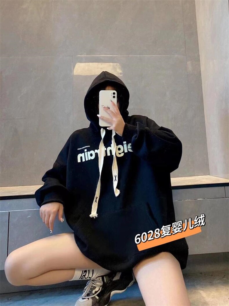 字母欧版加绒卫衣超，女装卫衣/绒衫，一杭