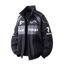 印花机车户外赛车M-5XL大码：涤纶棉衣男白底78179P128控178，男装棉衣，星座227-7