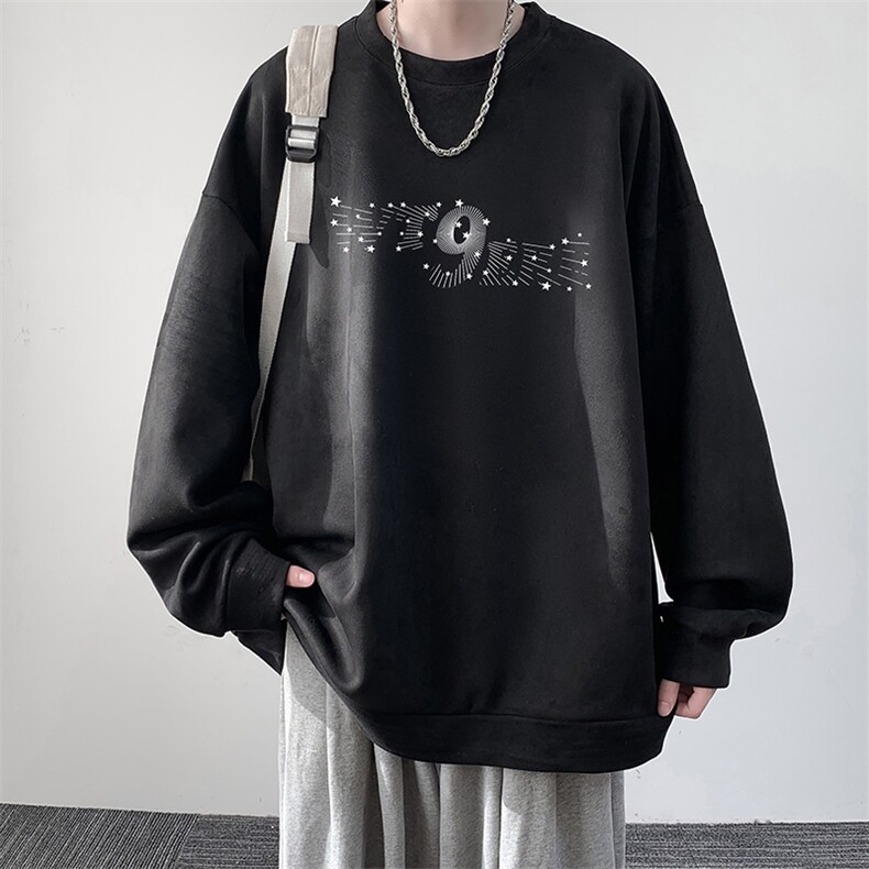 麂皮绒卫衣男大码重磅长袖t恤男JW81442-P35加绒款P45,男装T恤,电商A040