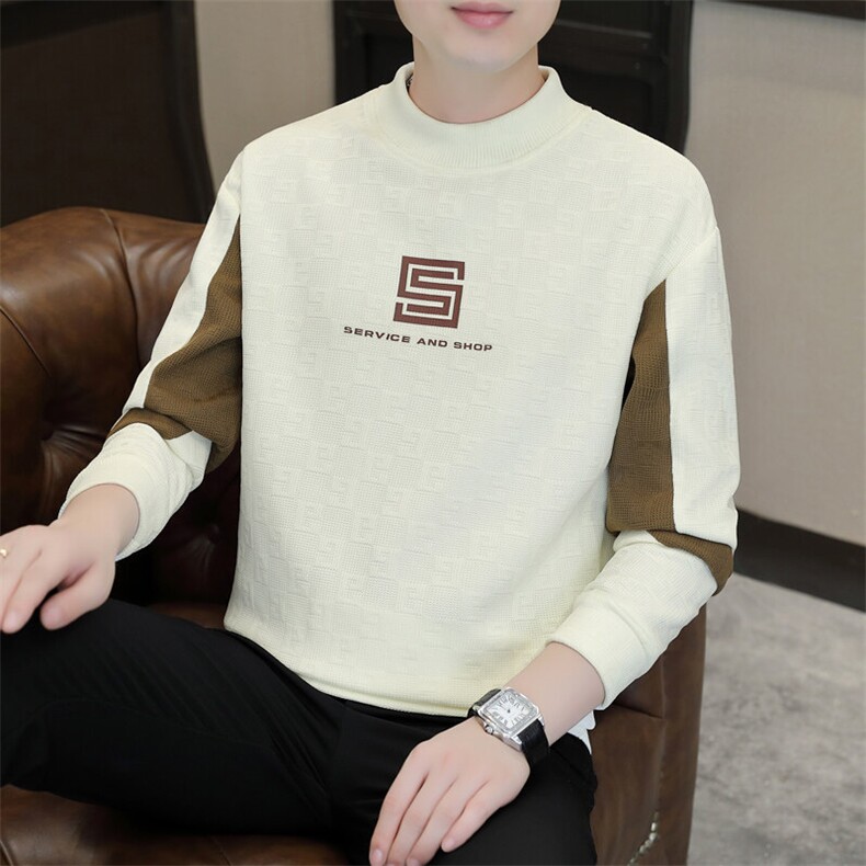 春季新款男士时尚潮流圆领拼接长袖卫衣打底衫XZ310B-2-J1123-P40,男装卫衣,星座310B-3